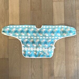 Bumkins Long Sleeve Bib with Pocket Blue Whale Design - Washable